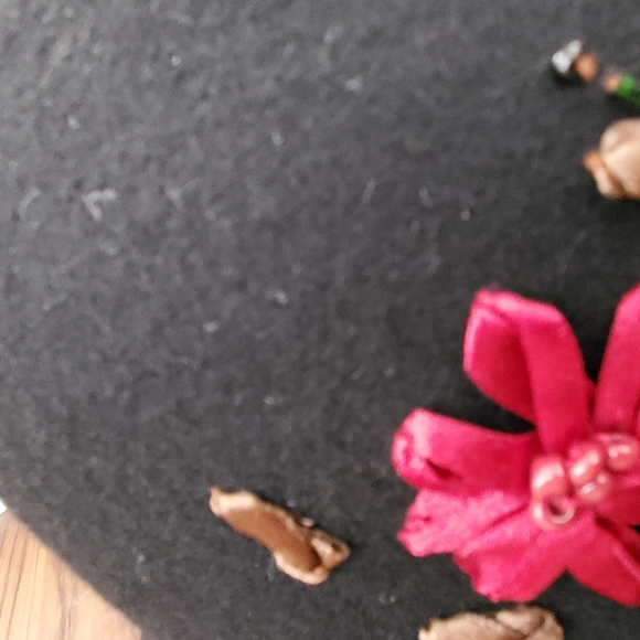 Arlin Wool Hat Black Floral Ribbon And Bead Accents - Picture 3 of 11